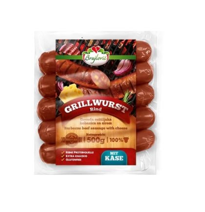 Birokrat - 9138 BRAJLOVIČ GRILLWURST RIND S SIROM 500G - Image 1